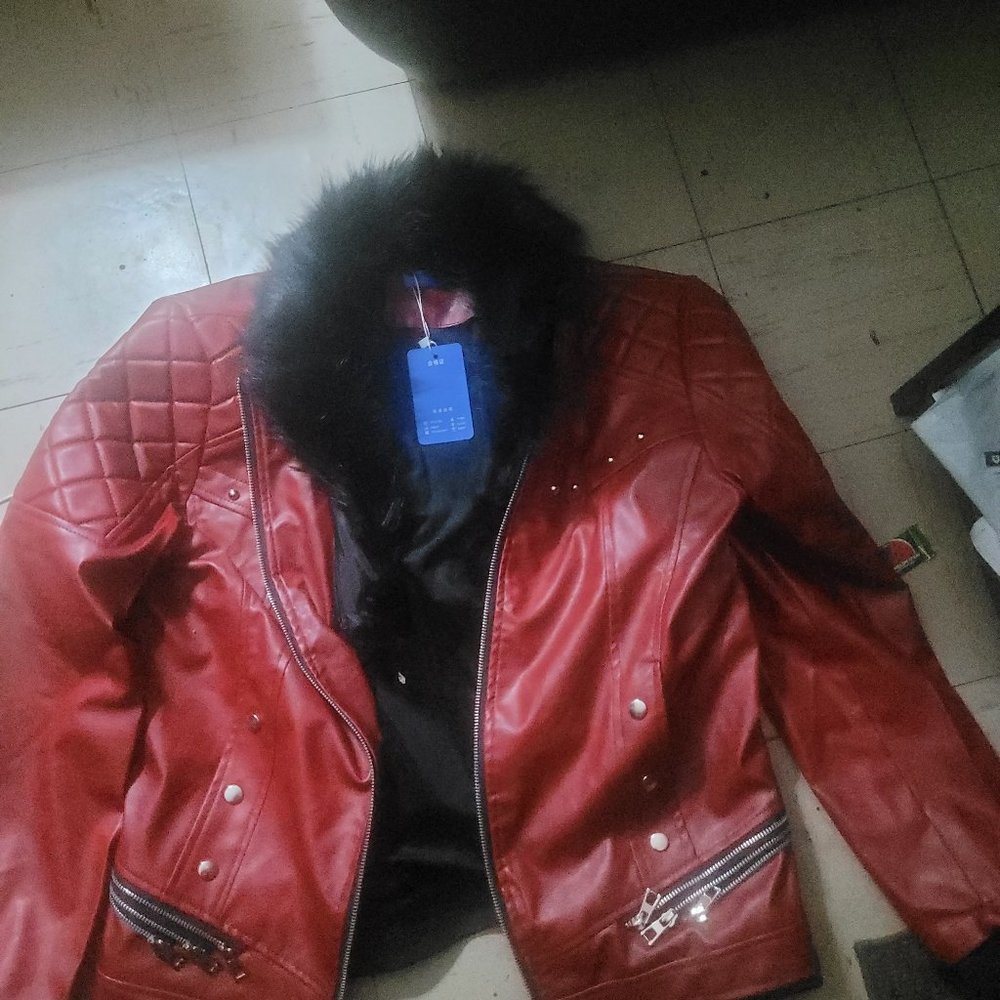 Mens new red vintage faux leather jacket
